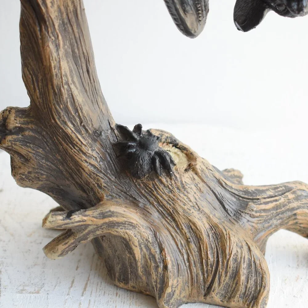 Ashland Resin Black Bat Hanging From Branch Rustic Witchy Gothic Halloween Decor